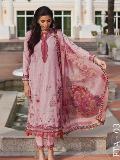 Farah Talib Aziz WES Embroidered Lawn Unstitched 3Pc Suit FTA-03 PRICSILLA TEA PINK