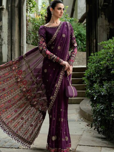 Maria b Unstitched Embroidered Chiffon Saree
